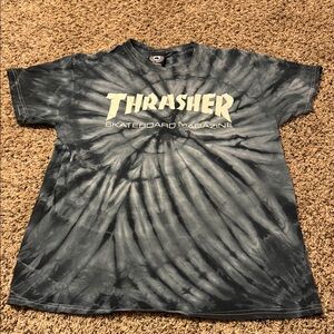 Thrasher Black and Gray Tie-Dye Tee
